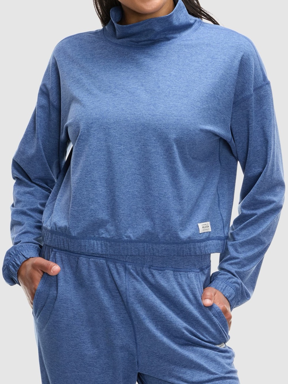 Peloton Heather Blue Funnel Neck Pullover Sweatshirt Size M